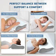 Netscroll 1x Ergonomski jastuk od memorijske pjene, 20% više pjene, anatomski dizajn, podrška vratu, ramenima i leđima, periva hipoalergena navlaka, MemoryPillow, osnovni