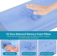 Netscroll 1x Ergonomski jastuk od memorijske pjene, 20% više pjene, anatomski dizajn, podrška vratu, ramenima i leđima, periva hipoalergena navlaka, MemoryPillow, osnovni