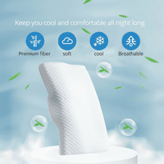 Netscroll 1x Ergonomski jastuk od memorijske pjene, 20% više pjene, anatomski dizajn, podrška vratu, ramenima i leđima, periva hipoalergena navlaka, MemoryPillow, osnovni