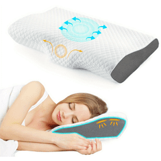 Netscroll 1x Ergonomski jastuk od memorijske pjene, 20% više pjene, anatomski dizajn, podrška vratu, ramenima i leđima, periva hipoalergena navlaka, MemoryPillow, osnovni