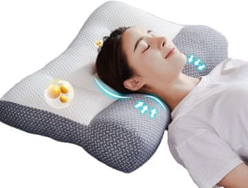 Netscroll Ergonomski anatomski jastuk za spavanje, podrška vratu i leđima, udoban i prozračan, jastuk za bolji san, za sve položaje spavanja, ErgonomicPillow