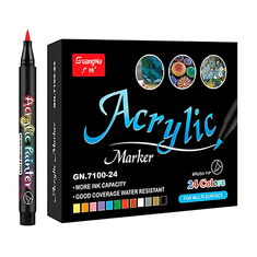Netscroll Akrilni flomasteri za crtanje i slikanje, 24 komada- set akrilnih markera, vodootporni, bez mirisa, za papir, drvo, kamen, keramiku i staklo, AcrylicMarkers