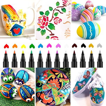 Netscroll Akrilni flomasteri za crtanje i slikanje, 24 komada- set akrilnih markera, vodootporni, bez mirisa, za papir, drvo, kamen, keramiku i staklo, AcrylicMarkers