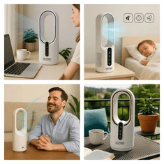 First Austria Desktop ventilator bez ventilatora, Li-on 2500mA, 3 brzine, 7 boja, tajmer