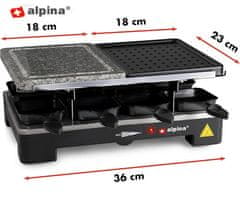 Alpina Električni roštilj, kamen i ploča za roštilj, crni