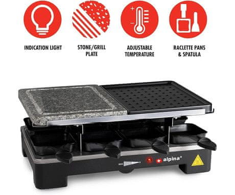 Alpina Grill električni žar, kamnita in žar plošča, črn
