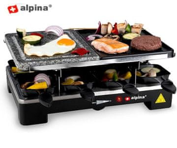 Alpina Električni roštilj, kamen i ploča za roštilj, crni