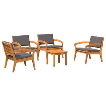 Vidaxl Bistro set s jastukom 5 szt. Smeđa Poliester