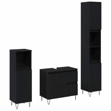 Vidaxl Set namještaja za kupaonicu 3 pcs Crni hrast 30 x 30 x 190 cm