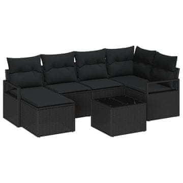 Vidaxl Set sofe s jastukom 7 pcs Crna poliratan