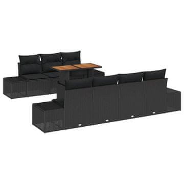 Vidaxl Sjedeća garnitura za vrt s pohranom 8 pcs Crna Poli ratan