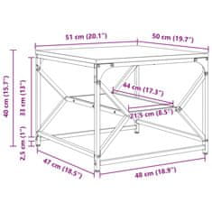 Vidaxl Kava Stol Staro drvo 51 x 50 x 40 cm Inženjerska drva i čelik