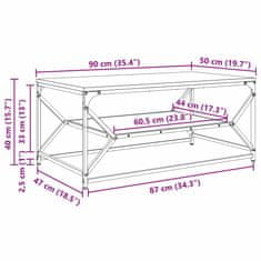 Vidaxl Kava Stol Sonoma hrast 90 x 50 x 40 cm Inženjerska drva i čelik