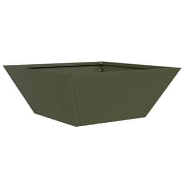 Vidaxl Vrtna saksija Maslinasto zelena 40 x 40 x 15 cm Čelična vrata