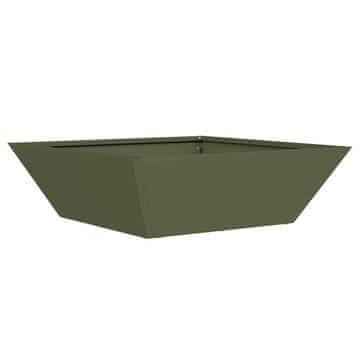 Vidaxl Vrtna saksija Maslinasto zelena 50 x 50 x 15 cm Čelična vrata