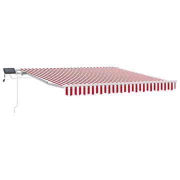 Vidaxl Skrovita tenda Crvena i bijela 350 x 250 cm Tkanina i čelik