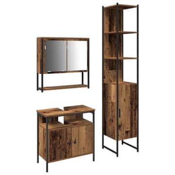 Vidaxl Set namještaja za kupaonicu 3 pcs Staro drvo Konstruirano drvo