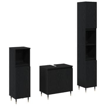 Vidaxl Set namještaja za kupaonicu 3 pcs Crni hrast 30 x 30 x 190 cm