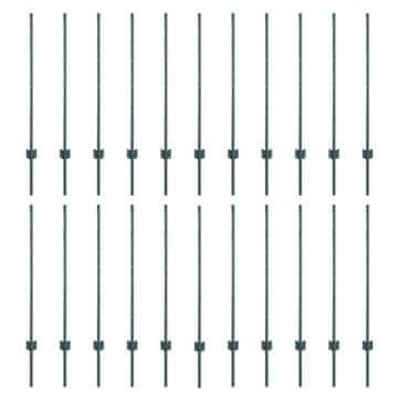 Vidaxl Stup za ogradu 22 szt. Zelena 140 cm Čelik