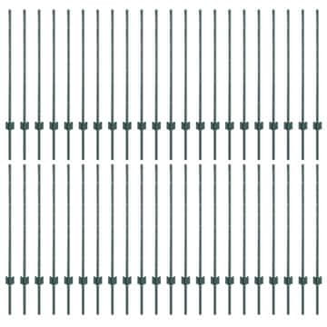 Vidaxl Stup za ogradu 44 szt. Zelena 140 cm Čelik