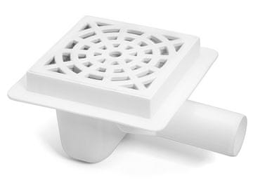 Bijela rešetka za podni odvod 150x150 mm, bočni odvod 50 mm