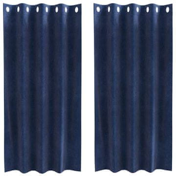 Vidaxl Zavjese za zamračivanje 2 pcs Tamno plava 140 x 175 cm Baršun