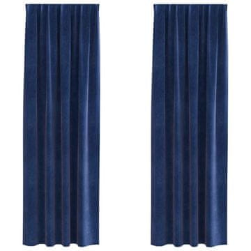 Vidaxl Zavjese za zamračivanje 2 pcs Tamno plava 140 x 245 cm Baršun
