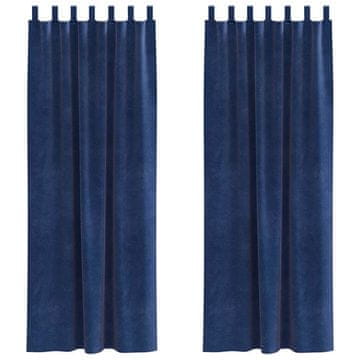 Vidaxl Zavjese za zamračivanje 2 pcs Tamno plava 140 x 225 cm Baršun