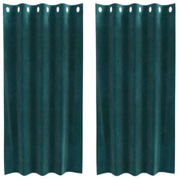 Vidaxl Zavjese za zamračivanje 2 pcs Tamnozelena 140 x 175 cm Baršun
