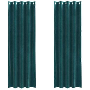 Vidaxl Zavjese za zamračivanje 2 pcs Tamnozelena 140 x 225 cm Baršun