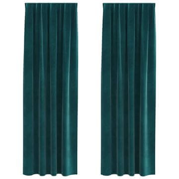 Vidaxl Zavjese za zamračivanje 2 pcs Tamnozelena 140 x 245 cm Baršun