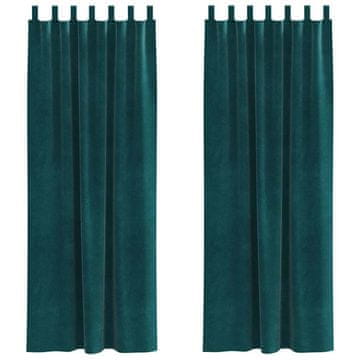 Vidaxl Zavjese za zamračivanje 2 pcs Tamnozelena 140 x 225 cm Baršun