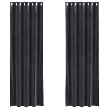 Vidaxl Zavjese za zamračivanje 2 pcs Tamno siva 140 x 260 cm Baršun