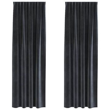 Vidaxl Zavjese za zamračivanje 2 pcs Tamno siva 140 x 245 cm Baršun