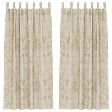 Vidaxl Baršunaste zavjese sa zavjesama 2 pcs Krema 245 x 140 cm Baršun