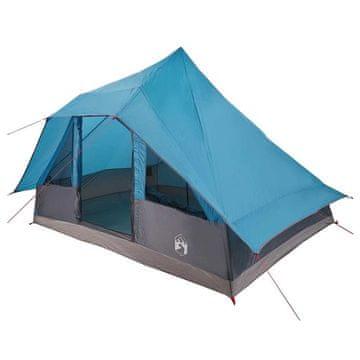 Vidaxl Tipi šator s krovom s pohranom Plava 364 x 281 x 257 cm taft