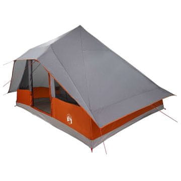 Vidaxl Tipi šator s krovom Siva i narančasta 364 x 281 x 257 cm taft