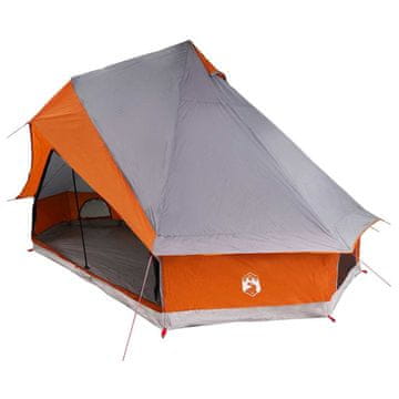 Vidaxl Tipi šator s krovom Siva i narančasta 400 x 346 x 250 cm taft