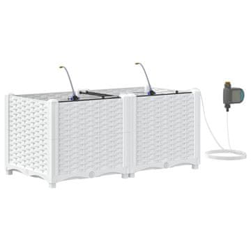 Vidaxl Vrtna saksija 2 pcs Bijeli Plastika