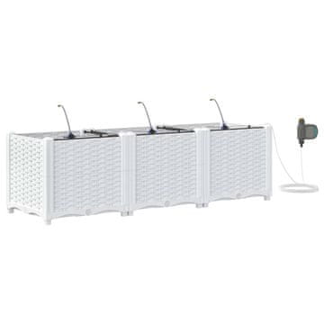 Vidaxl Vrtna saksija 3 pcs Bijeli Plastika