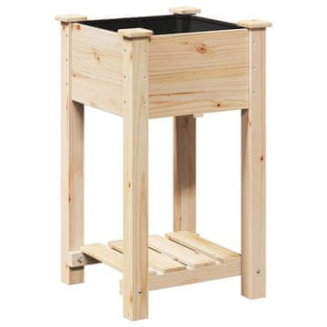 Vidaxl Vrtna saksija s policom Bež 45 x 45 x 76,5 cm Čvrsto drvo jele