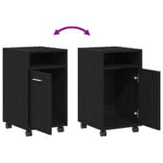 Vidaxl Kotačni bočni ormarić s kotačem Crni hrast 33 x 38 x 60 cm