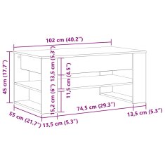 Vidaxl Kava Stol Staro drvo 102 x 55 x 45 cm Konstruirano drvo