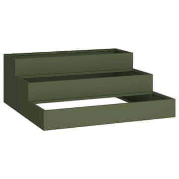 Vidaxl Vrtna saksija Maslinasto zelena 90 x 90 x 35 cm Čelična vrata
