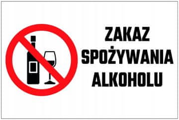 Znak zabrane alkohola 20x30 cm PVC T014