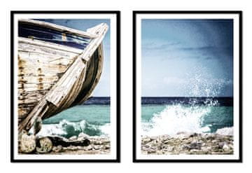 POSTERI U OKVIRU 53x73cm Diptih Set od 2 slike Brod More P2144