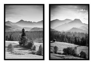 POSTERI U OKVIRU 33x43cm Diptih Set od 2 slike Planine Šuma Siva P1390