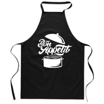 Crna PAMUČNA PREGAČA S TISKOM BON APPETIT kuhinja, roštilj