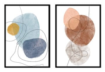 POSTERI U OKVIRU 53x73cm Diptih Set od 2 slike Apstraktni Boho P2063