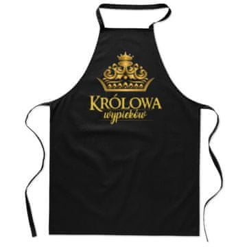 Crna PREGAČA S TISKANIM kuhinjskim KRALJICA PEČENJA, ženska pamučna, POKLON